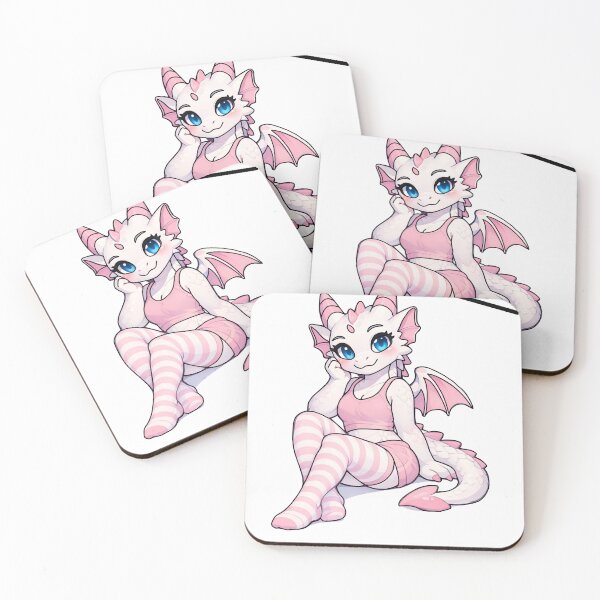 Item preview, Cute Pink Dragon Girl Illustration – Kawaii Fantasy Creature Art designed and sold by GSDraws.