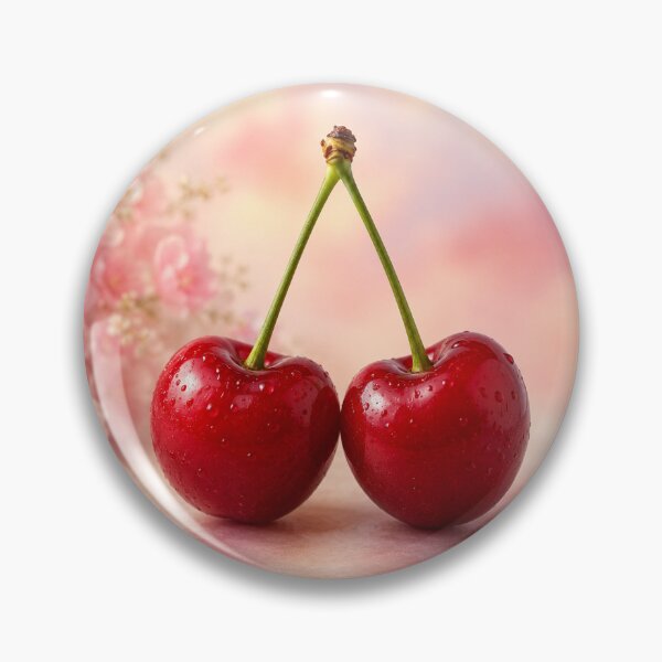Item preview, Two Red Cherries with a beautiful background in pink designed and sold by ShipDrop.
