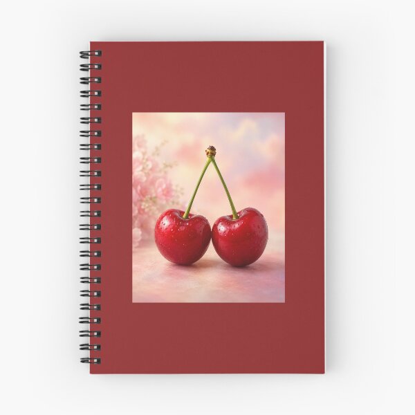 Item preview, Two Red Cherries with a beautiful background in pink designed and sold by ShipDrop.