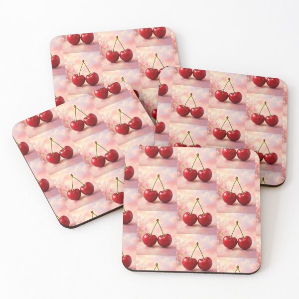 Item preview, Two Red Cherries with a beautiful background in pink designed and sold by ShipDrop.