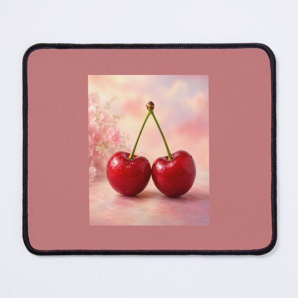Item preview, Two Red Cherries with a beautiful background in pink designed and sold by ShipDrop.