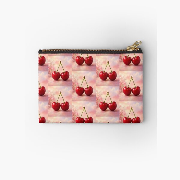 Item preview, Two Red Cherries with a beautiful background in pink designed and sold by ShipDrop.