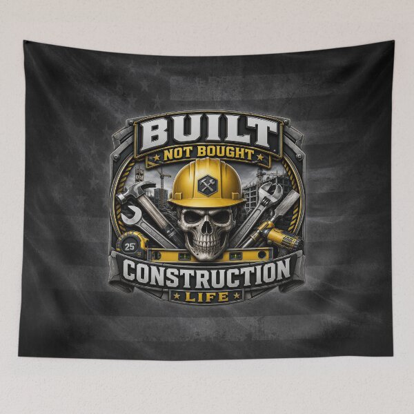 Item preview, Built Not Bought Construction Life Skull Builder Tradesman Design designed and sold by artistwill.