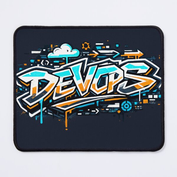 Item preview, DevOps Graffiti Mouse Pad – Cyber Tech Programmer Desk Mat designed and sold by Mladen Rudonja Studio.