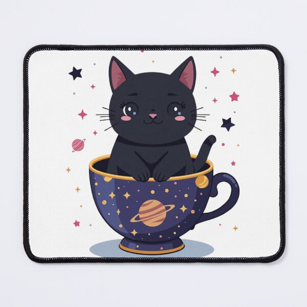 Item preview, Void Cat Cosmic Teacup Kawaii Space Cat Art designed and sold by CozyPanicStudio.