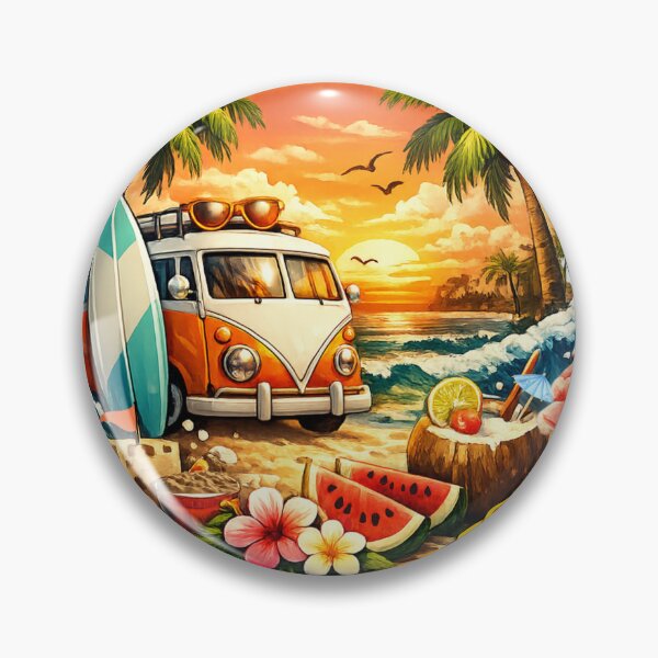 Item preview, Tropical Beach Summer Sunset Surf Van  designed and sold by Little-Lilacc14.