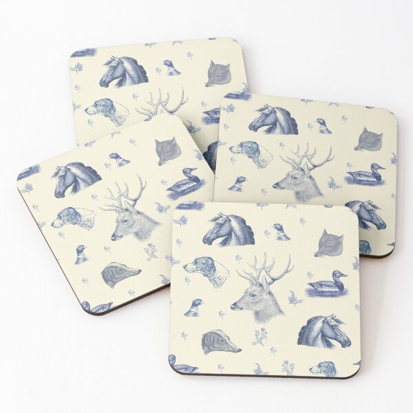 Item preview, Elegant Vintage Blue Horse English Country Hunting Game   designed and sold by tanjica.