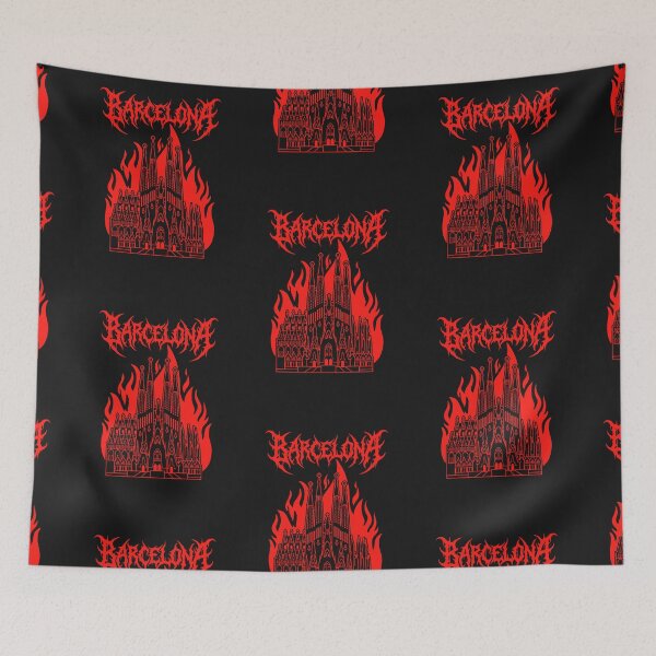 Item preview, Barcelona black metal sagrada familia flames designed and sold by MetalSatyrShop.