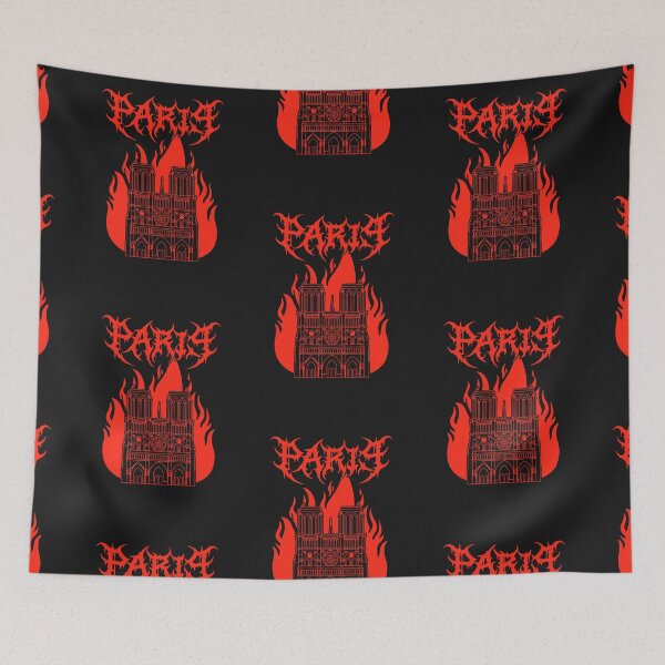 Item preview, Paris black metal sagrada familia flames designed and sold by MetalSatyrShop.