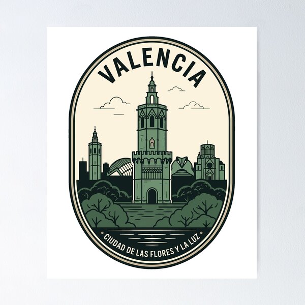 Item preview, Vintage Valencia Spain Travel Emblem Miguelete Tower designed and sold by k3rstman1.