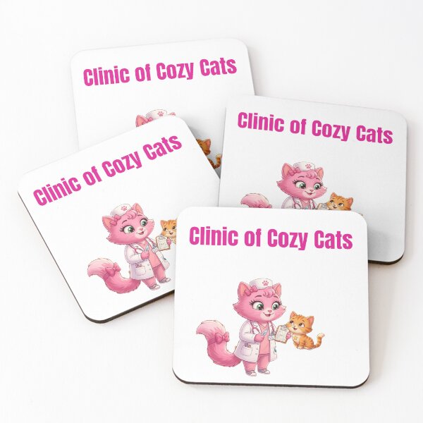 Item preview, Clinic of Cozy Cats - Cute Pink Nurse Kitten Art designed and sold by PeplumiArt.