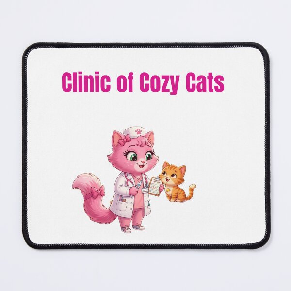 Item preview, Clinic of Cozy Cats - Cute Pink Nurse Kitten Art designed and sold by PeplumiArt.