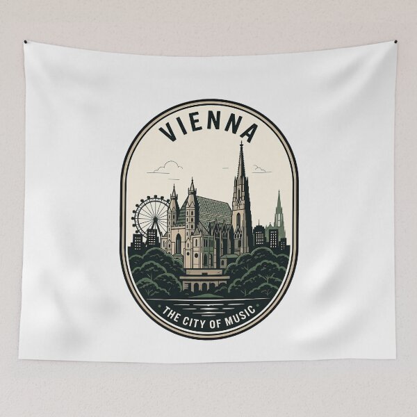 Artikelvorschau, Vintage-Skyline von Wien, Österreich, Stadt der Musik entworfen und verkauft von k3rstman1.