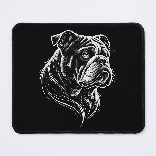 Item preview, Realistic Bulldog Head Tattoo Art Black And White designed and sold by UrbanPrts.