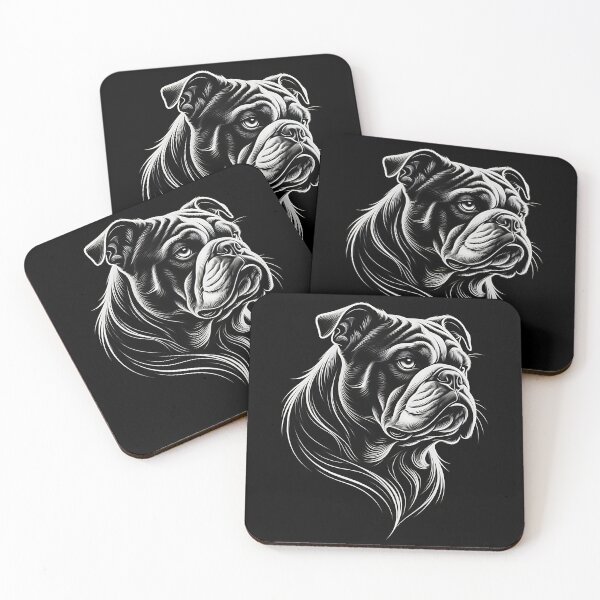Item preview, Realistic Bulldog Head Tattoo Art Black And White designed and sold by UrbanPrts.
