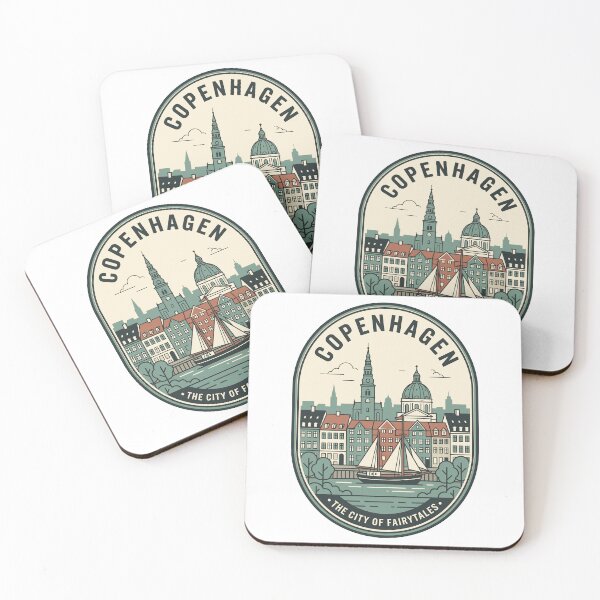Item preview, Copenhagen Denmark City of Fairytales Skyline Badge designed and sold by k3rstman1.