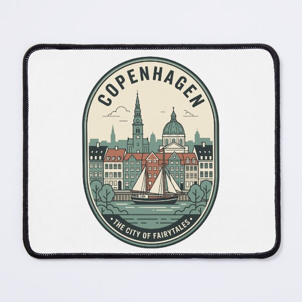 Item preview, Copenhagen Denmark City of Fairytales Skyline Badge designed and sold by k3rstman1.