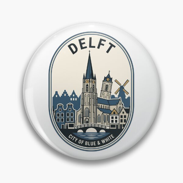 Item preview, Vintage Delft Netherlands Travel Badge Cityscape designed and sold by k3rstman1.