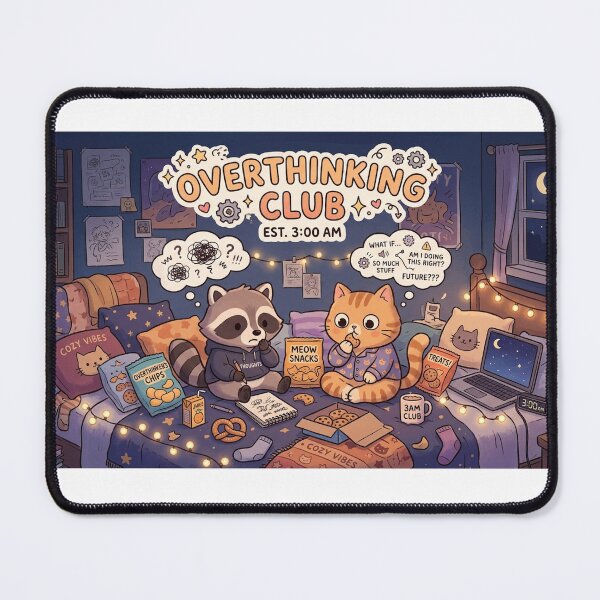 Item preview, Overthinking Club - 3 AM Edition (Cat and Raccoon) designed and sold by AidaAviles.