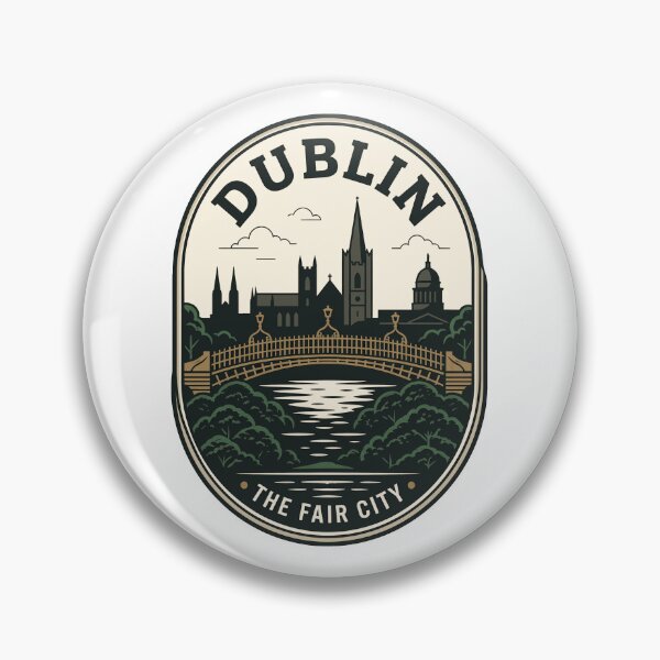Item preview, Vintage Dublin Ireland Skyline Ha'penny Bridge Badge designed and sold by k3rstman1.