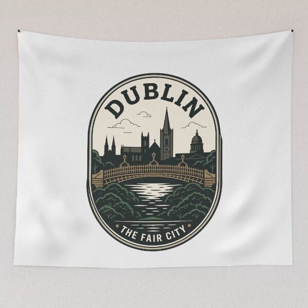 Item preview, Vintage Dublin Ireland Skyline Ha'penny Bridge Badge designed and sold by k3rstman1.