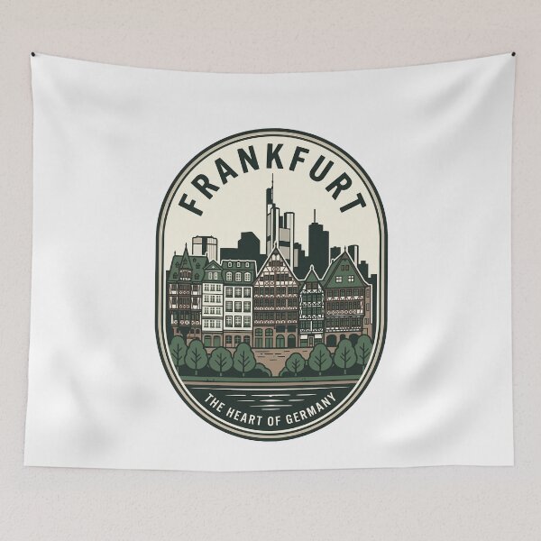 Item preview, Frankfurt Germany Skyline Vintage Travel Badge designed and sold by k3rstman1.