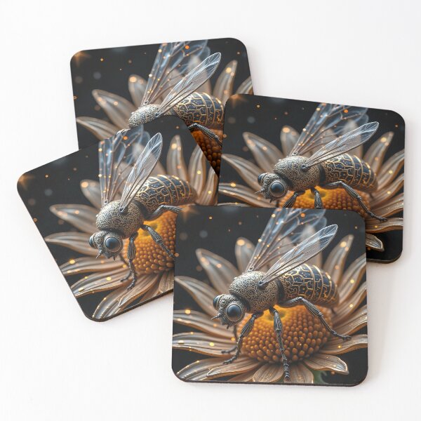 Item preview, Steampunk macro shot of a bee and floral splendor designed and sold by VoidVeilStudio.