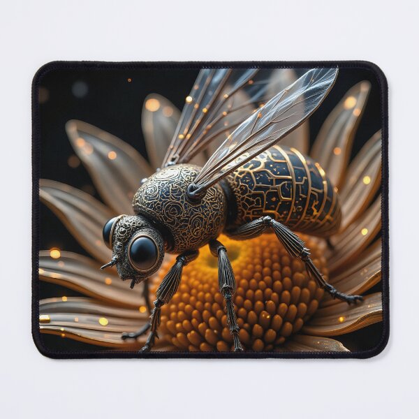 Item preview, Steampunk macro shot of a bee and floral splendor designed and sold by VoidVeilStudio.
