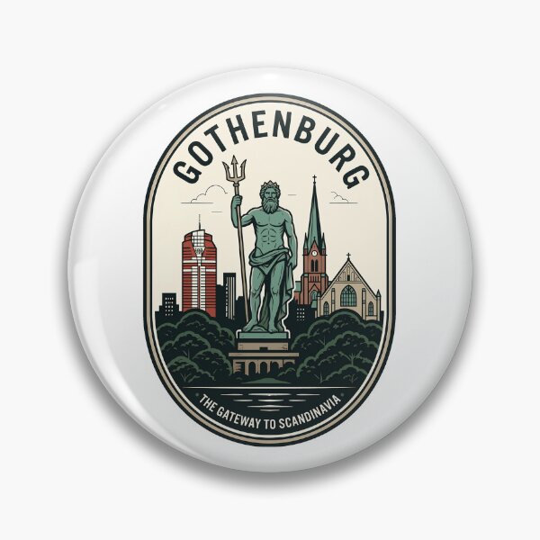 Item preview, Gothenburg Sweden Poseidon Statue Vintage Travel Badge designed and sold by k3rstman1.