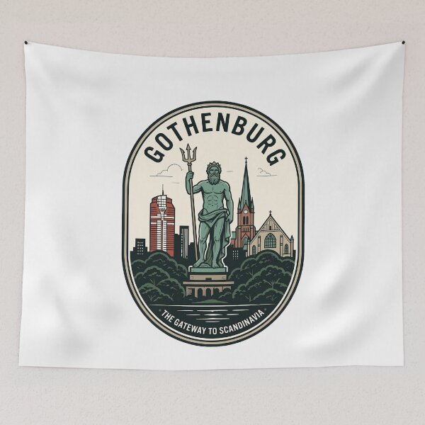 Item preview, Gothenburg Sweden Poseidon Statue Vintage Travel Badge designed and sold by k3rstman1.
