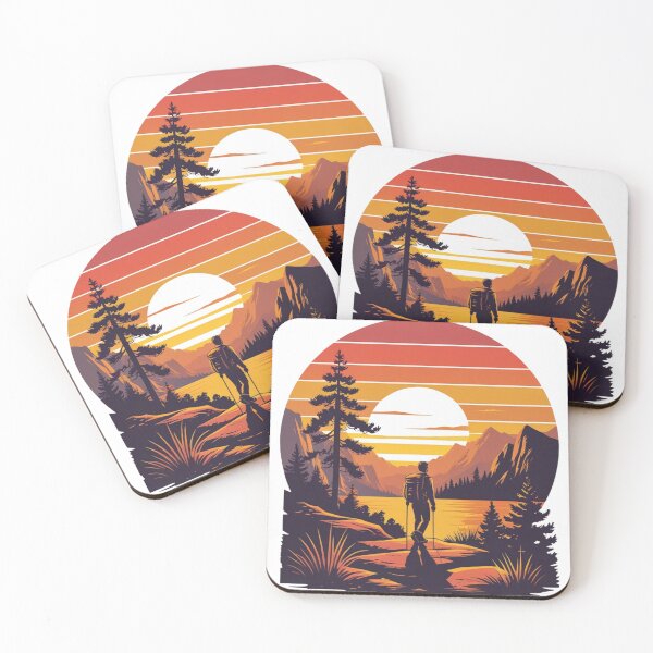 Item preview, Retro Sunset Hiker T-Shirt — Vintage Mountain Hiking Graphic Tee for Outdoor Adventure Lovers designed and sold by PaleInk.