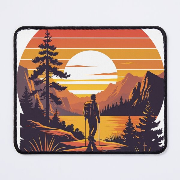 Item preview, Retro Sunset Hiker T-Shirt — Vintage Mountain Hiking Graphic Tee for Outdoor Adventure Lovers designed and sold by PaleInk.