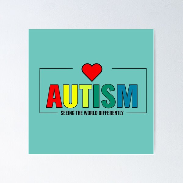 Item preview, Autism awareness sign with heart and colorful letters designed and sold by Rue Market.