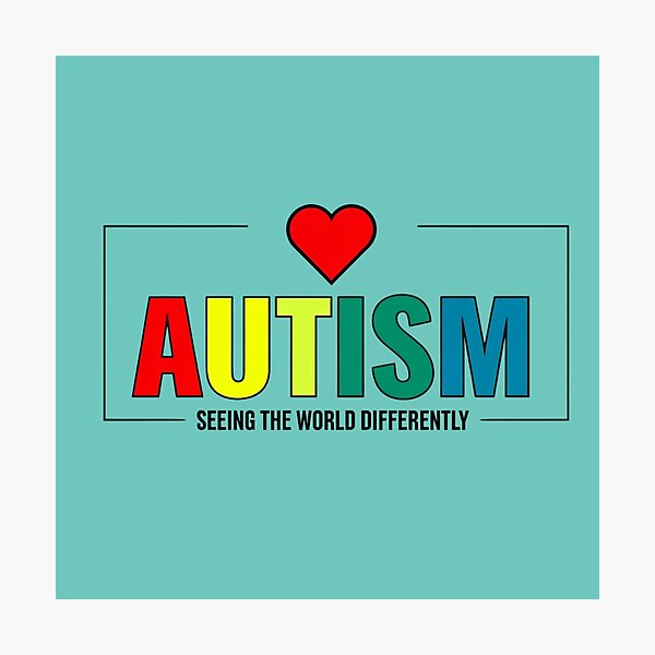 Item preview, Autism awareness sign with heart and colorful letters designed and sold by Rue Market.