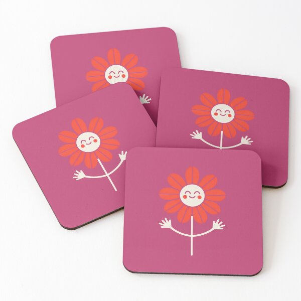 Item preview, Cute smiling red daisy flower character with open arms designed and sold by Rue Market.