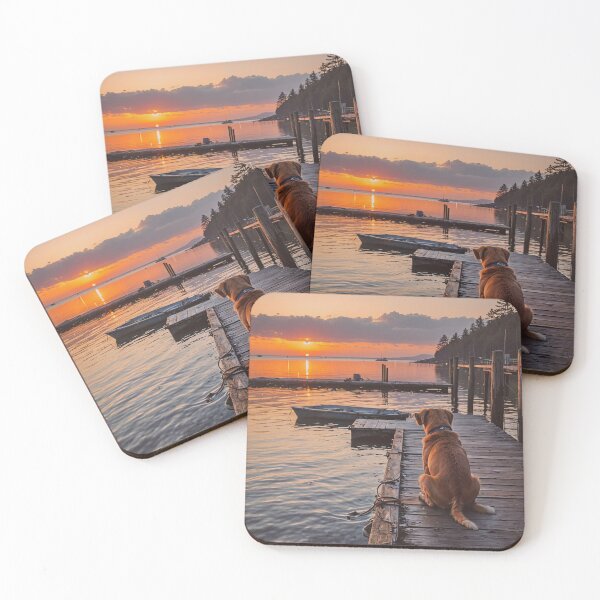 Item preview, Dog at the Dock Wall Art, Sunset Lake House Print, Coastal Cabin Decor designed and sold by BeautifulVirtues.