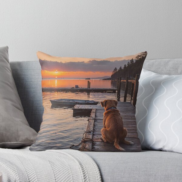 Item preview, Dog at the Dock Wall Art, Sunset Lake House Print, Coastal Cabin Decor designed and sold by BeautifulVirtues.