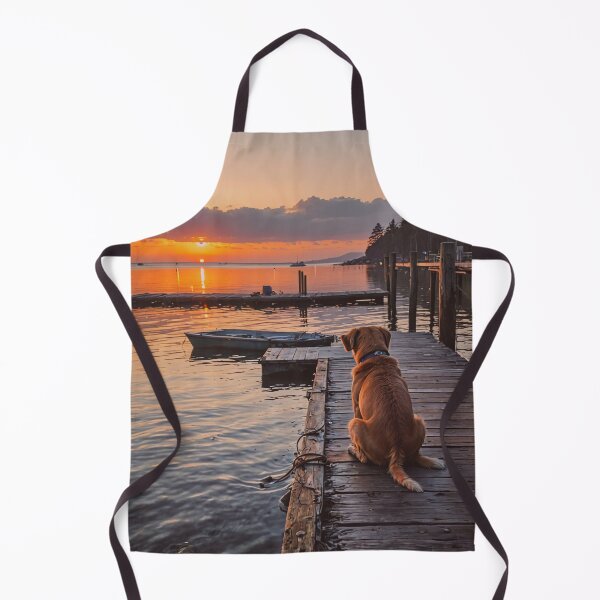 Item preview, Dog at the Dock Wall Art, Sunset Lake House Print, Coastal Cabin Decor designed and sold by BeautifulVirtues.