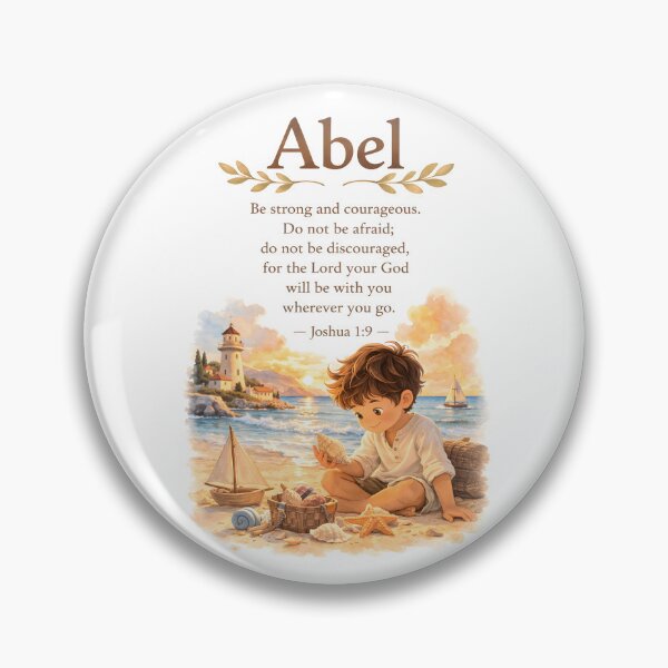 Item preview, Abel Joshua 1:9 Personalized Christian Kids Bible Verse designed and sold by LoveNurseries.