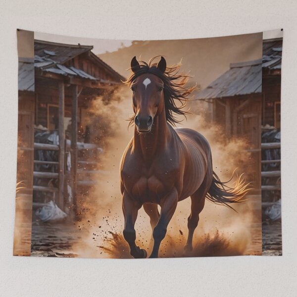 Item preview, Running Horse Wall Art, Western Ranch Print, Rustic Equestrian Decor designed and sold by BeautifulVirtues.