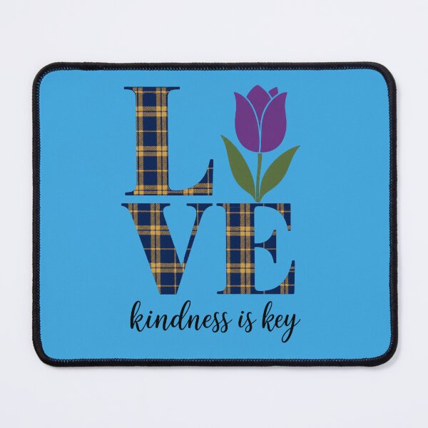 Item preview, Love kindness is key with tulip and plaid letters designed and sold by Rue Market.