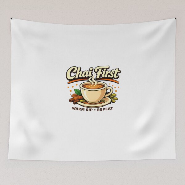 Item preview, Chai First Warm Sip Repeat Funny Tea Lover designed and sold by FEEL GOOD CLUB DESIGNS.