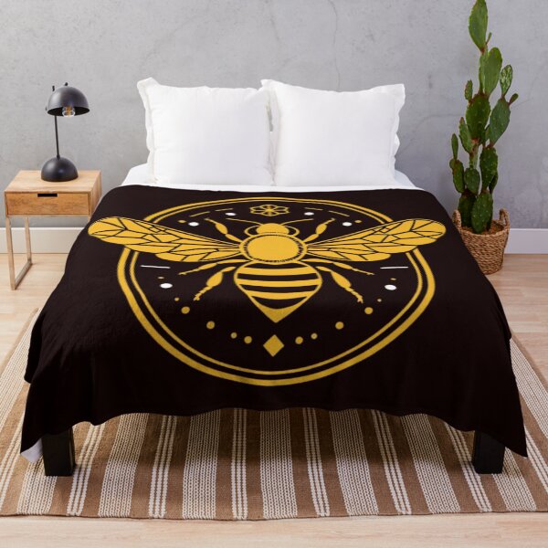 Item preview, Golden bee emblem in decorative oval badge designed and sold by Rue Market.