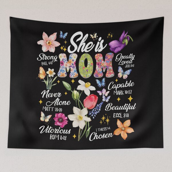 Item preview, She Is Mom Religious Floral Bible Verses Christian Mother Day Scripture Art designed and sold by Capisedo.