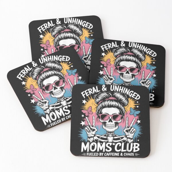 Item preview, Feral and Unhinged Moms Club Fueled By Caffeine and Chaos Skeleton Art designed and sold by Capisedo.