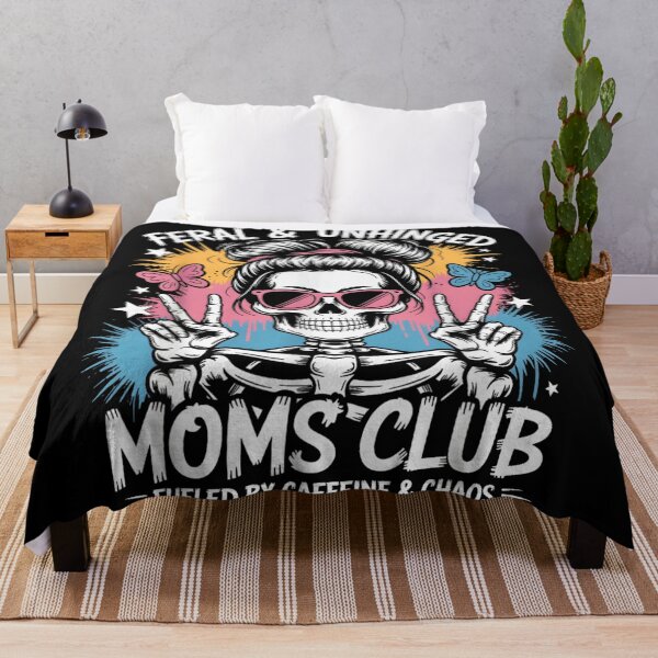 Item preview, Feral and Unhinged Moms Club Fueled By Caffeine and Chaos Skeleton Art designed and sold by Capisedo.