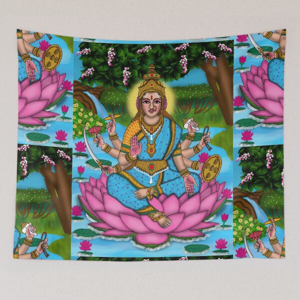 Item preview, Goddess Vijaya Lakshmi Artwork – Hindu Divine Victory Illustration designed and sold by Harshit_Digital_Arts.