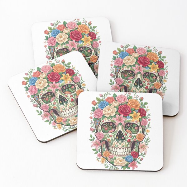 Aperçu de l'œuvre TITLE: Floral Skull Bloom – 2D Rose Skull Illustration créée et vendue par smailait.