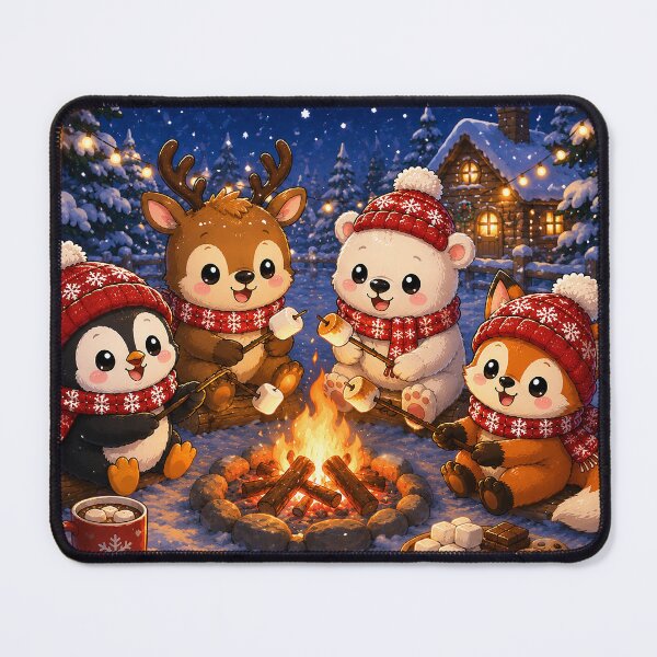Item preview, Winter Friends Kawaii Christmas Animals Roasting Marshmallows designed and sold by GMACgraphicsCo.