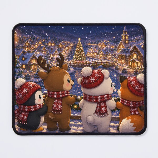 Item preview, Winter Friends Kawaii Christmas Animals Looking at Lights designed and sold by GMACgraphicsCo.